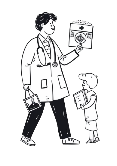 Doctor caring for a child patient